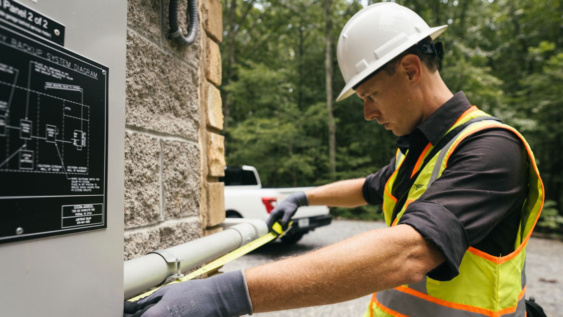solar technician measuring