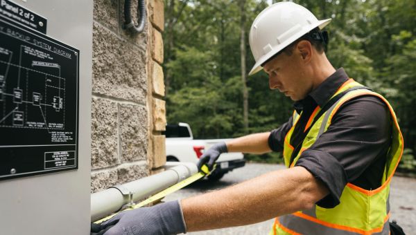 solar technician measuring